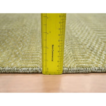 6'X8'9" Shades Of Brown Modern Grass Design Hand Knotted Wool & Silk Rug