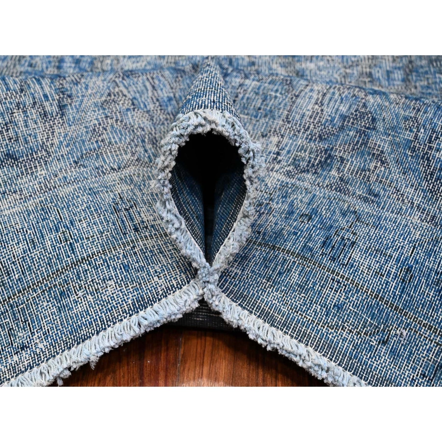 9'7"X13'1" Bayern Blue Overdyed Vintage Zoroastrian Karman Oriental Rug