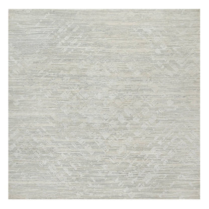10'X10' Gray Modern Design Undyed Natural Wool Hand Knotted Square Rug