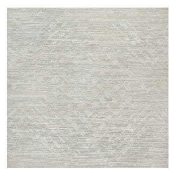 10'X10' Gray Modern Design Undyed Natural Wool Hand Knotted Square Rug