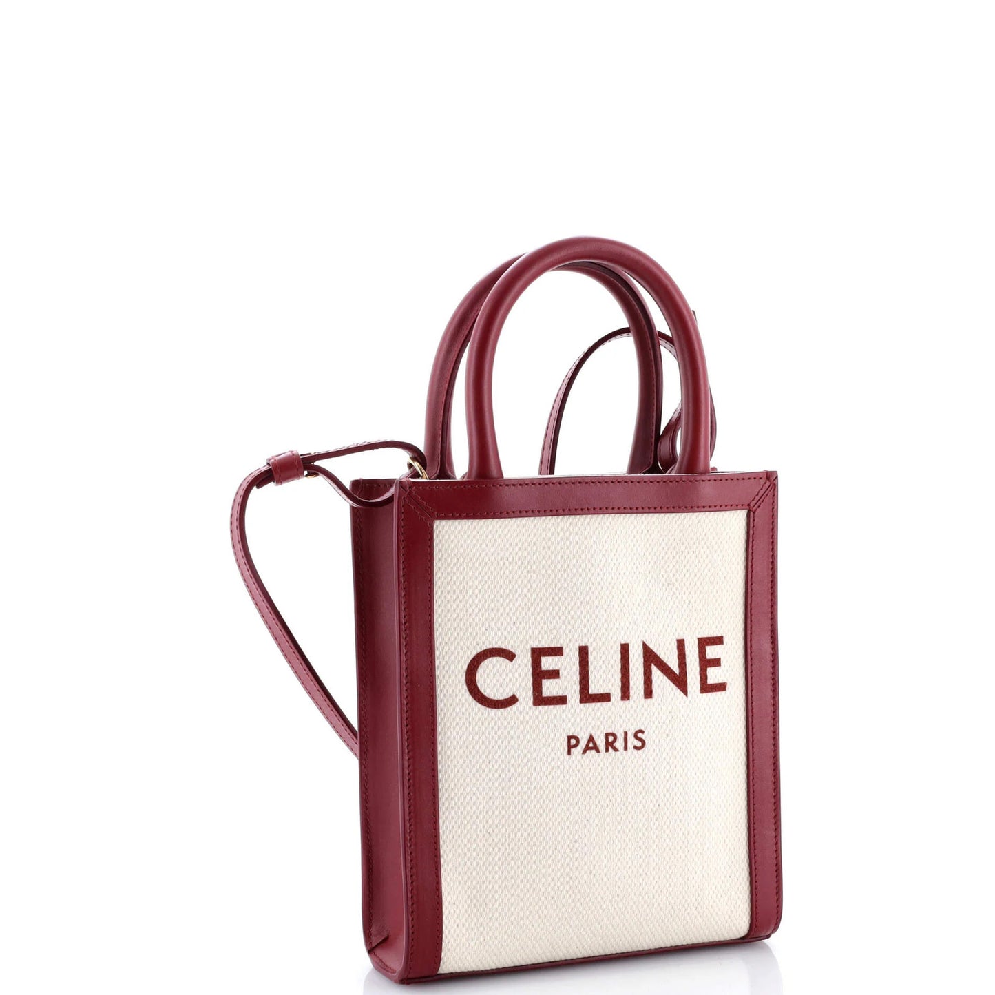 Celine Vertical Cabas Tote Canvas With Leather Mini