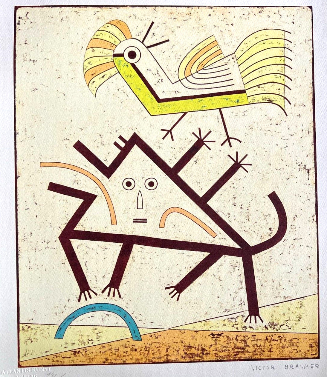 Victor Brauner Lithograph ( Signed Coa) Numbered In Pencil 180Ex