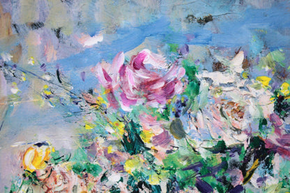 Rita Asfour Original Lithograph Pencil Signed Still Life Bouquet Of Flowers