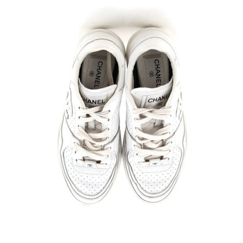 Chanel Women'S Cc Low-Top Sneakers Perforated Leather