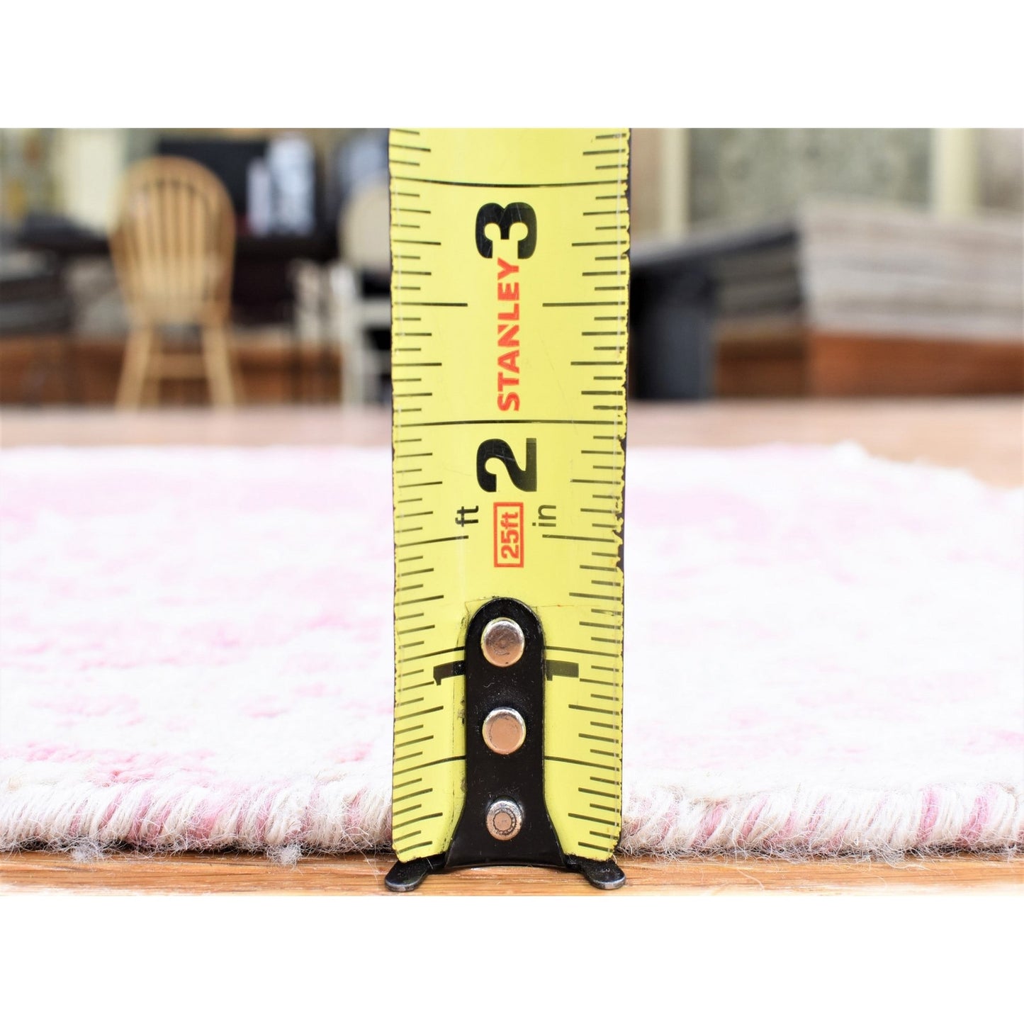 2'6"X7'9" Pink Broken Farsian Design Wool/Silk Hand Knotted Runner Rug