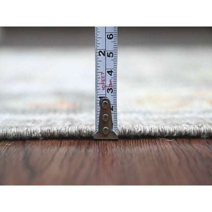2'10"X5'10" Brown Angora Oushak Leaf Design Hand Knotted Wool Runner Rug