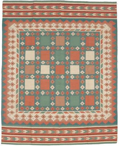 Geometric Dhurrie Rug Reversible Flat-Weave