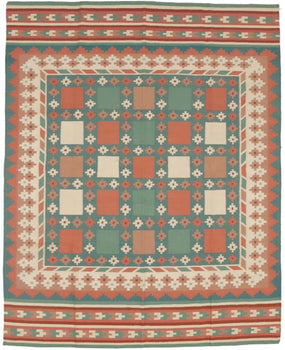 Geometric Dhurrie Rug Reversible Flat-Weave
