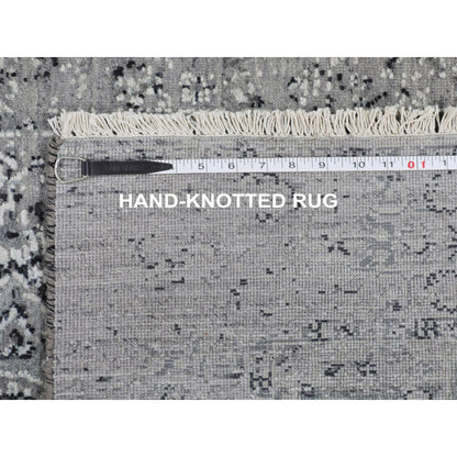 3'1"X5'1" Gray Farsian Silk With Textured Wool Hand Knotted Oriental Rug