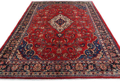 Vintage Handmade Oriental Rug 7X10 Ft Floral
