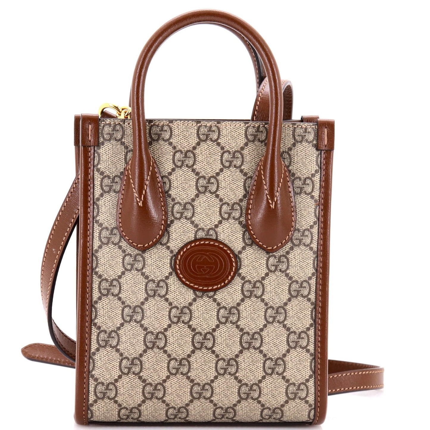 Gucci Interlocking G Patch Tote Gg Coated Canvas Mini