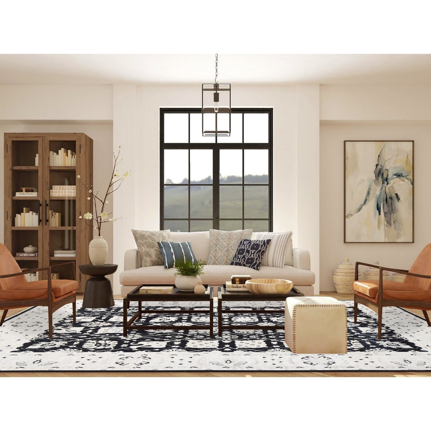 8'10"X12' Black Pure Wool Hand Knotted Afghan Peshawar Rug