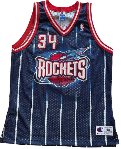 Hakeem Olajuwon Autographed Rockets Authentic Champion Jersey (Jsa)