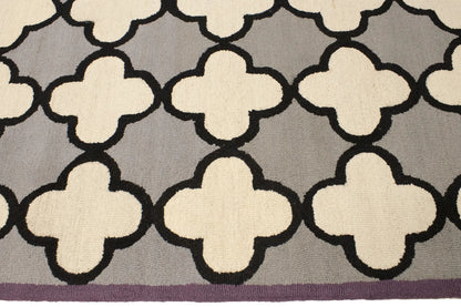 Multicolored Trellis Design Wool 5X8 Hand-Tufted
