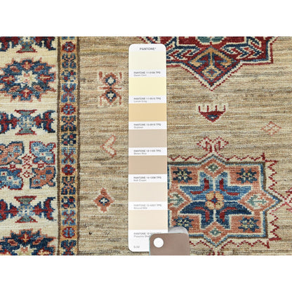 2'7"X13'6" Chamomile Afghan Super Kazak Wool Hand Knotted Rug
