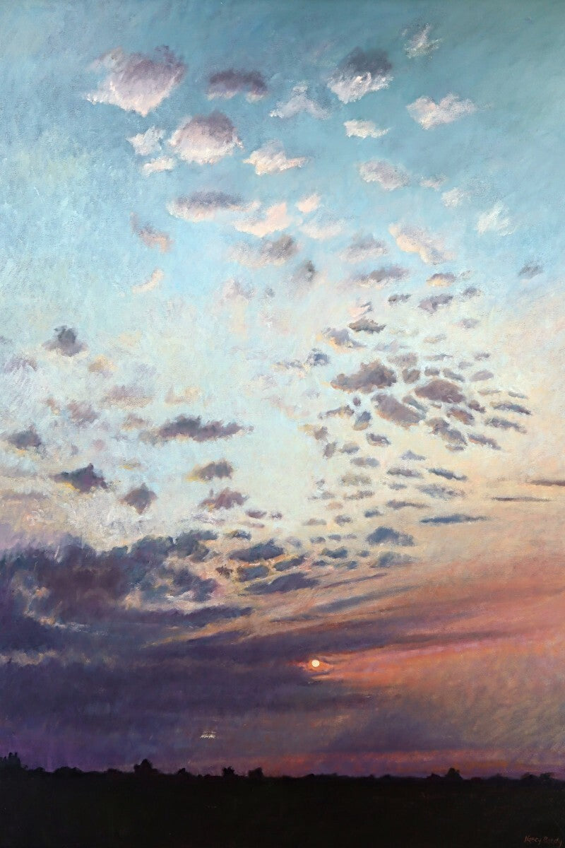Nancy B. Bandy Hazy Dawn 1990 Original Oil Painting Large 36X48 Landscape Sky