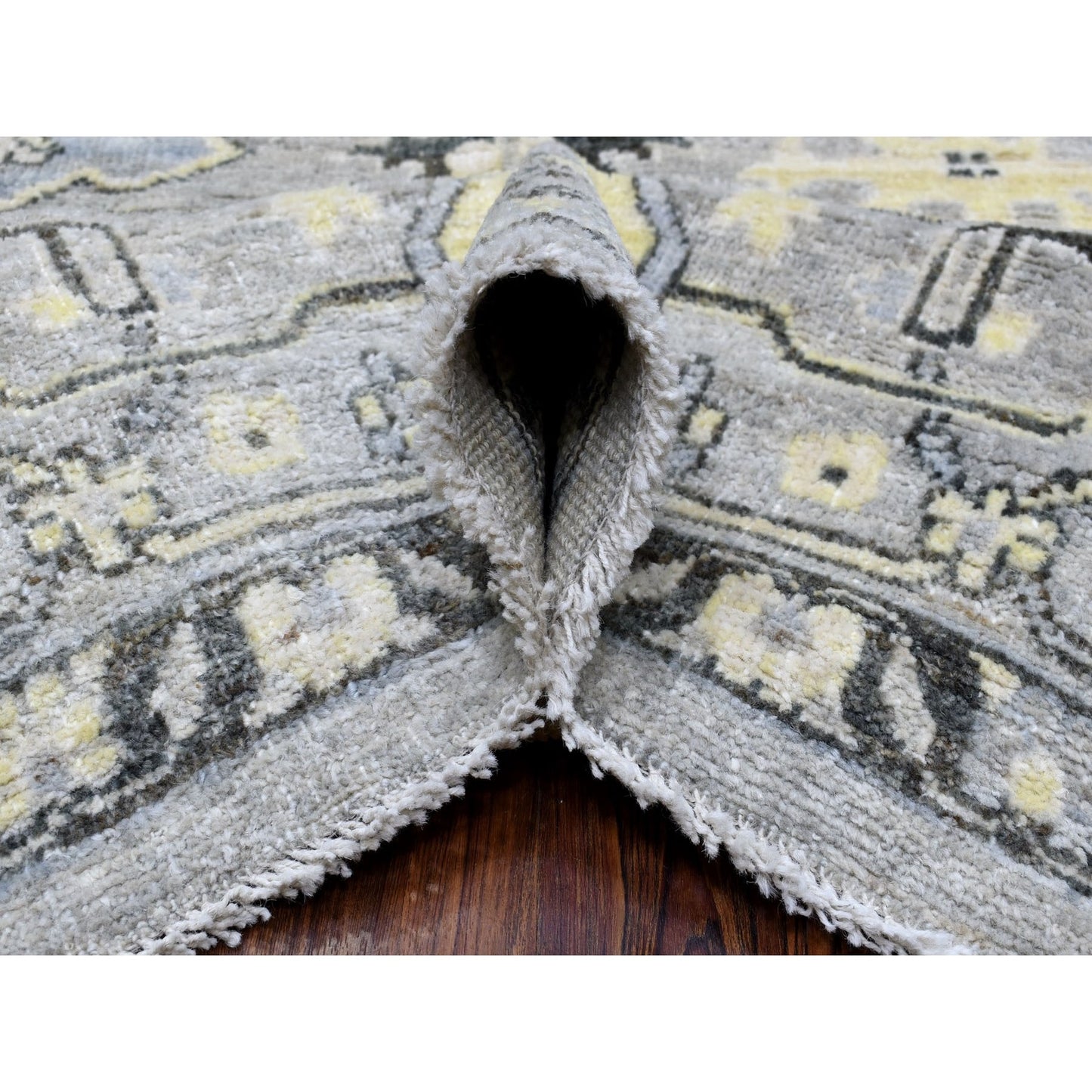 8'X9'9" Light Gray Angora Oushak Extra Soft Wool Hand Knotted Rug