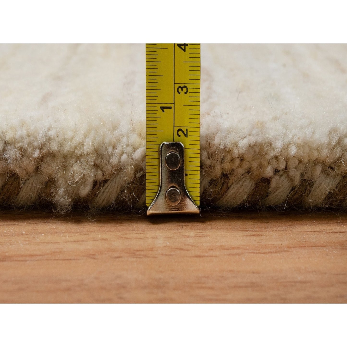 7'9"X7'9" Bone White Pure Wool Modern Plain Design Hand Knotted Round Rug