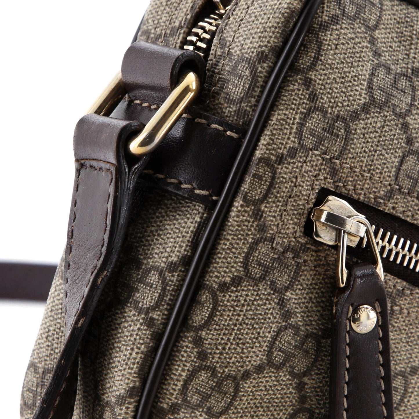 Gucci Front Zip Camera Bag Gg Coated Canvas Small