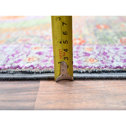 2'5"X13'10" Green Wool Mamluk Dynasty Runner Hand Knotted Oriental Rug