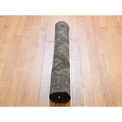 2'10"X9'2" Washed Out With Natural Colors Runner Tribal Hand Knotted Rug