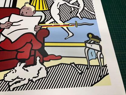 Roy Lichtenstein Tintin Reading " Poster Pop Art Gray, White, Mul