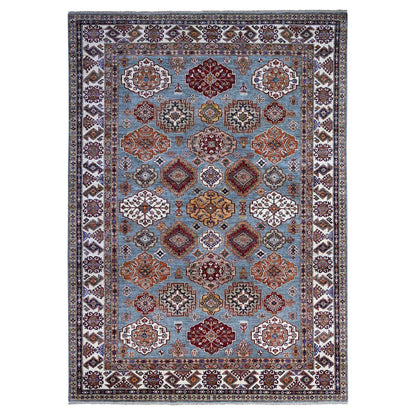 9'X12'5" Normandy Gray Hand Knotted Super Kazak Tribal Wool Oriental Rug