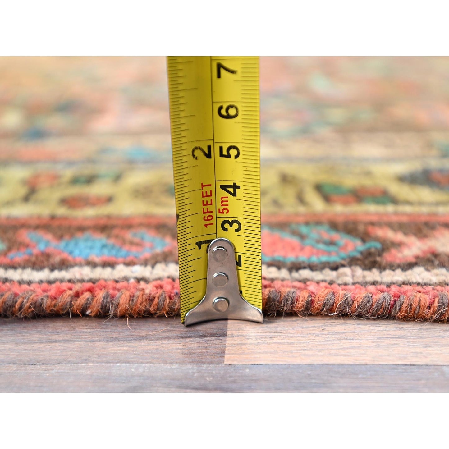 3'5"X10'4" Brown Semi Antique Hand Knotted Hamadan Wide Long Runner Rug