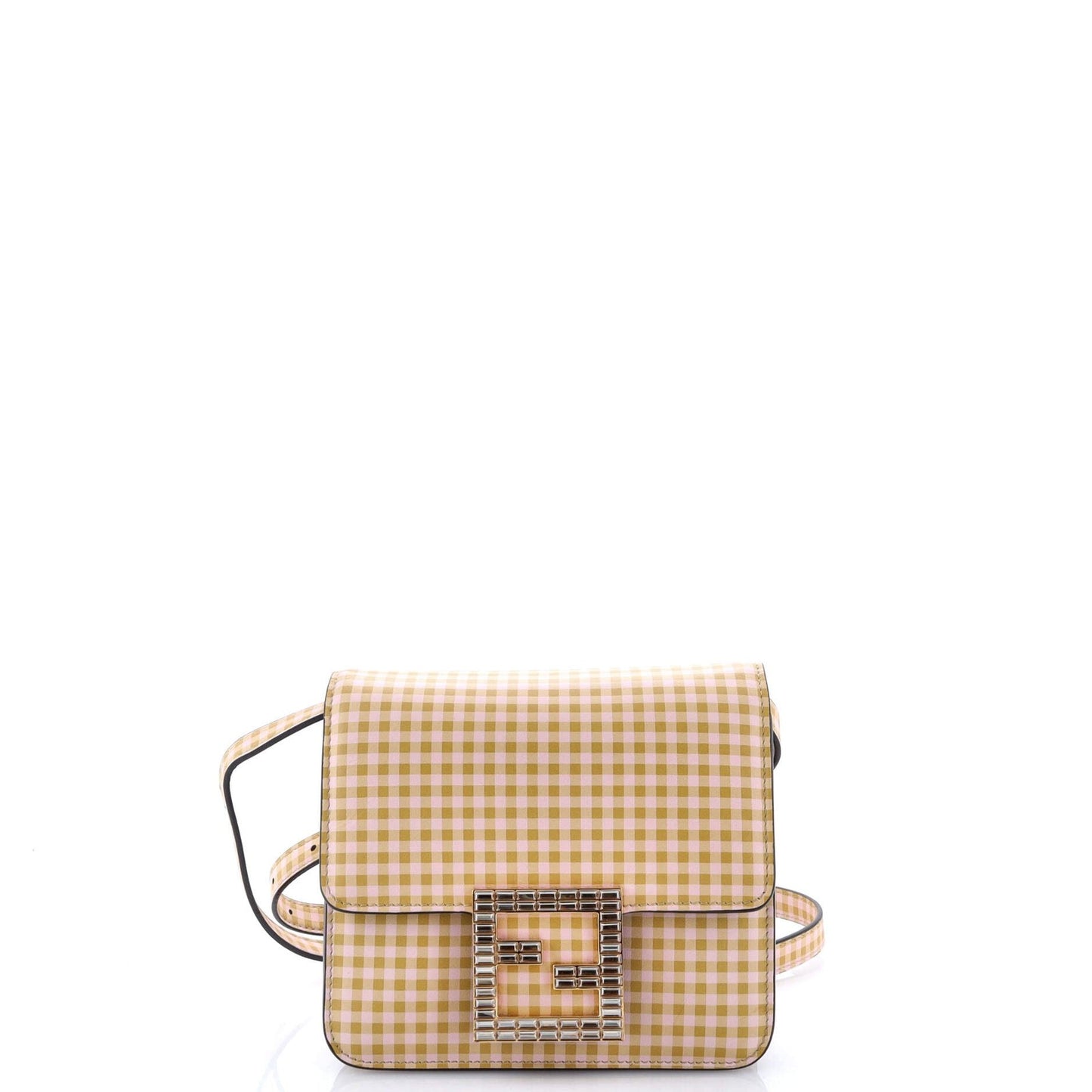 Fendi Fab Shoulder Bag Printed Leather With Crystal Detail