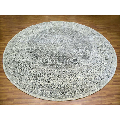 12'X12' Decorators White Hand Knotted Soft Wool Round Mamluk Dynasty Rug