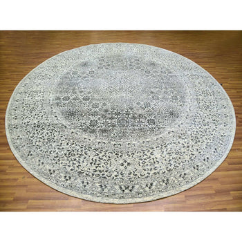 12'X12' Decorators White Hand Knotted Soft Wool Round Mamluk Dynasty Rug