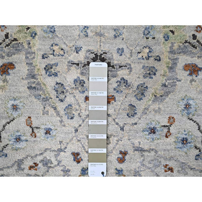 2'5"X30'4" Gray 100% Wool Hand Knotted Oushak Floral Design Xl Runner Rug