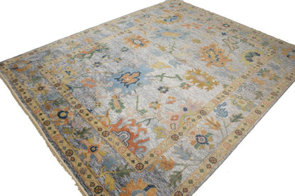 Handmade Oushak Floral Style Rug Colorfast Wool