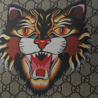 Gucci Zipped Pouch Angry Cat Gg Coated Canvas Large