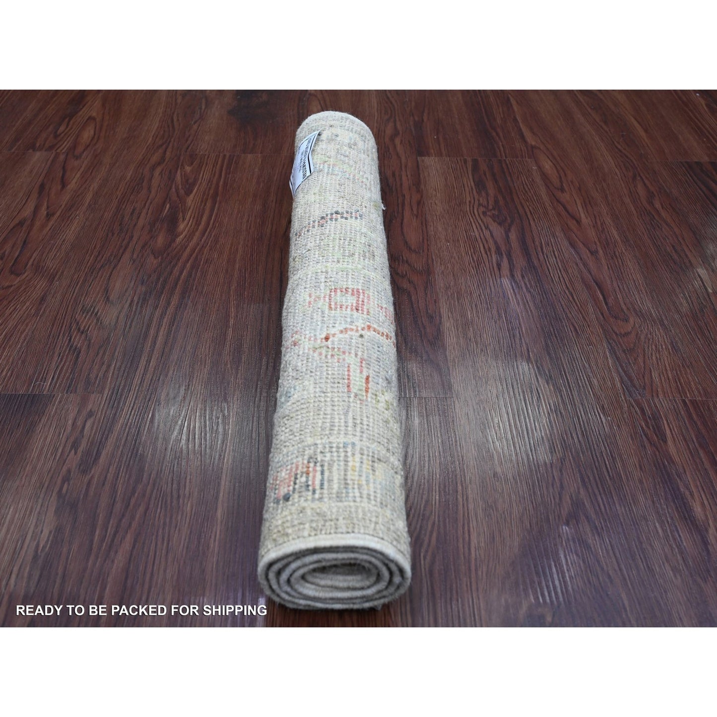 2'X3'1" Spanish Gray Afghan Angora Oushak Hand Knotted Pure Wool Mat Rug