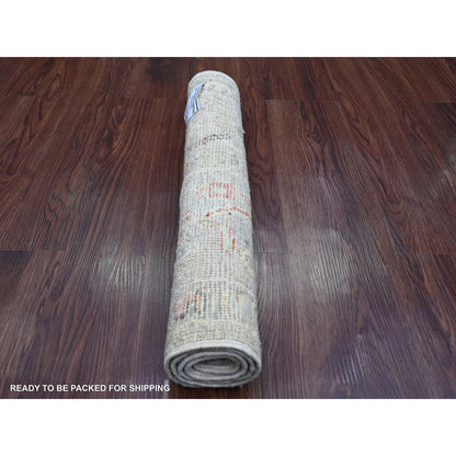 2'X3'1" Spanish Gray Afghan Angora Oushak Hand Knotted Pure Wool Mat Rug