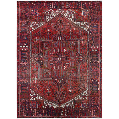 7'10"X11'4" Red Hand Knotted Cleaned Evenly Worn Vintage Oriental Rug