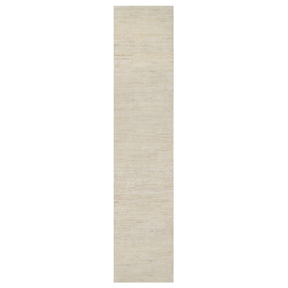 2'6"X11'10" White Wool Hand Knotted Modern Lori Buft Gabbeh Runner Rug