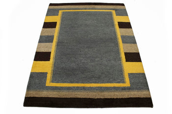 Handmade Indo-Gabbeh Oriental Rug Geometric