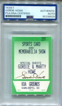 Gordie Howe Sports Cards & Memorabilia Show Ticket Signed Psa Auto Auth