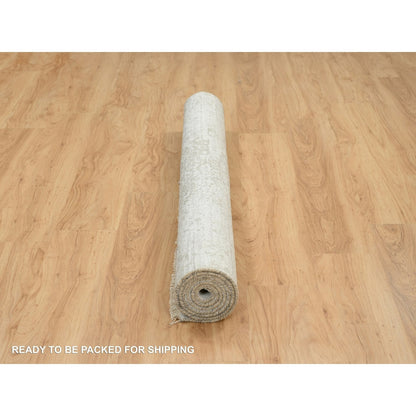 5'1"X7' Gray Broken Zoroastrian Design Wool And Silk Hand Knotted Rug