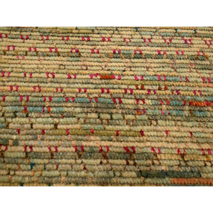 9'1"X12'2" Beige Wool And Sari Silk With Textured Weave Hand Knotted Rug