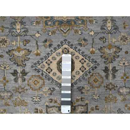 3'1"X4'10" Window Gray Hand Knotted Karajeh Design Pure Wool Oriental Rug