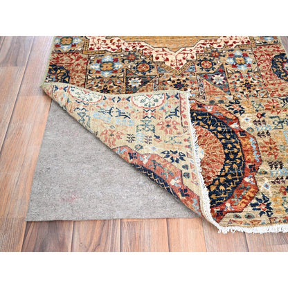 2'5"X10'3" White Mamluk Design Soft Wool Hand Knotted Runner Oriental Rug