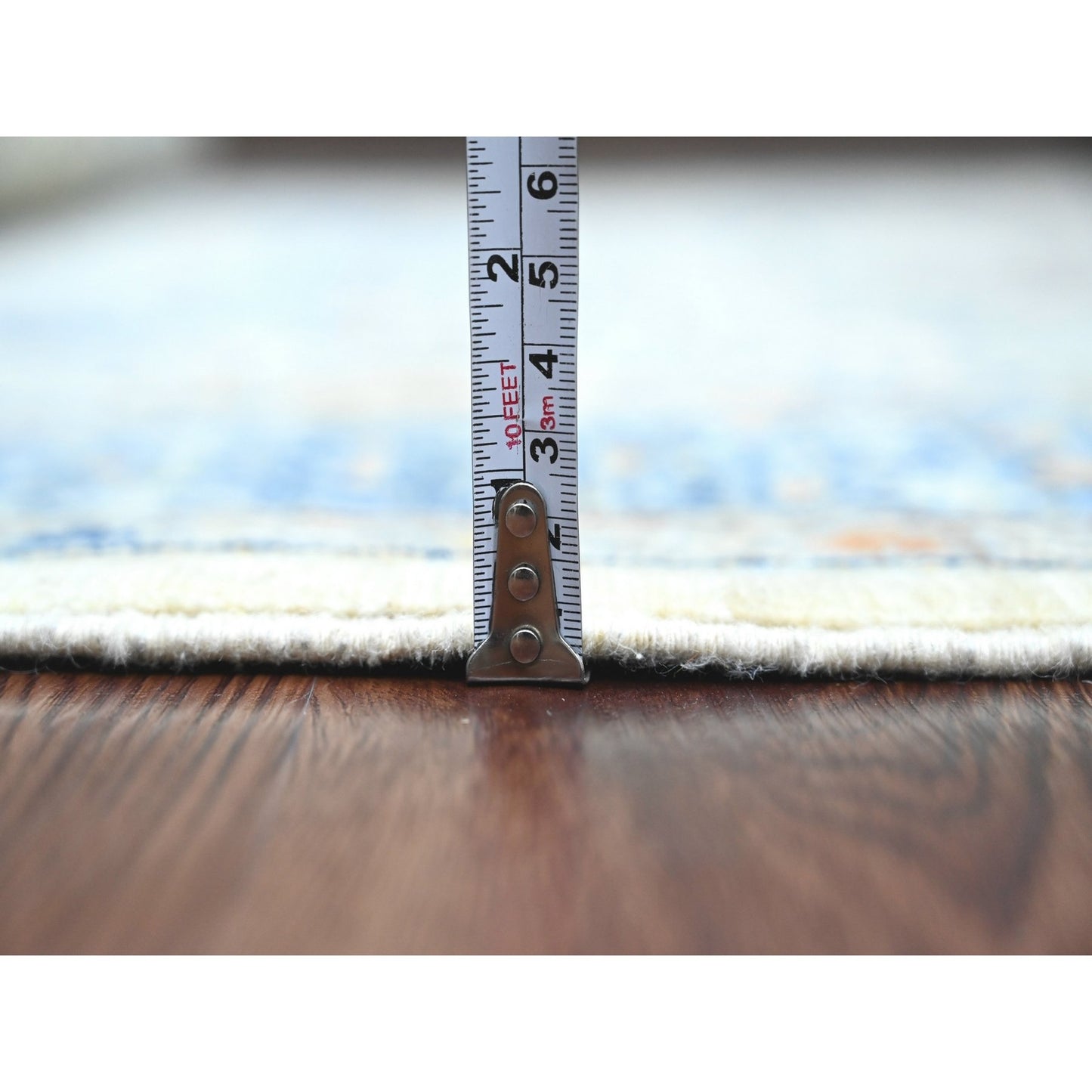 Rug 5'10"x8'8" White Mamluk Dynasty Pattern Star Design Hand Knotted Wool