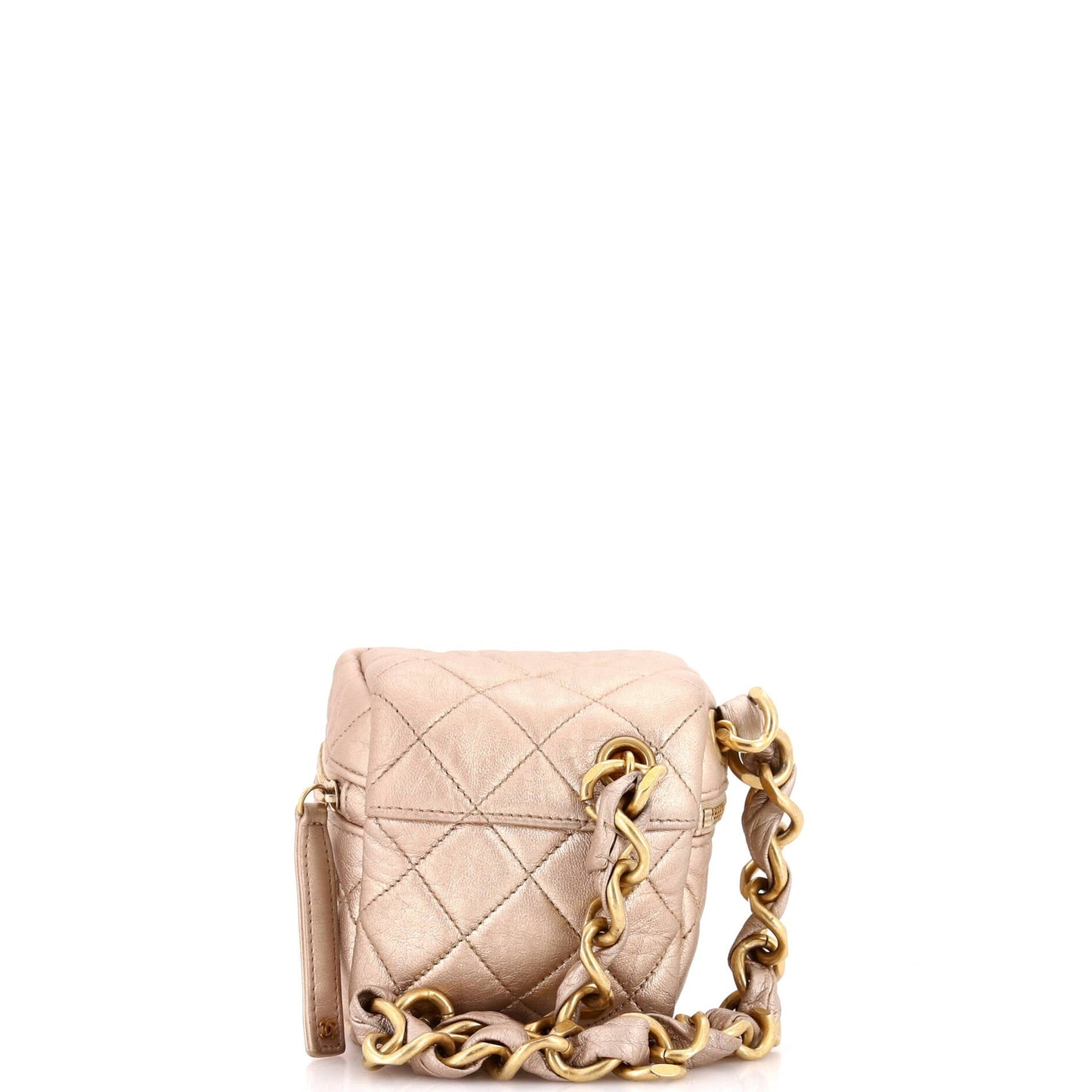 Chanel Cc Cube Zip Clutch With Chain Handle Quilted Lambskin