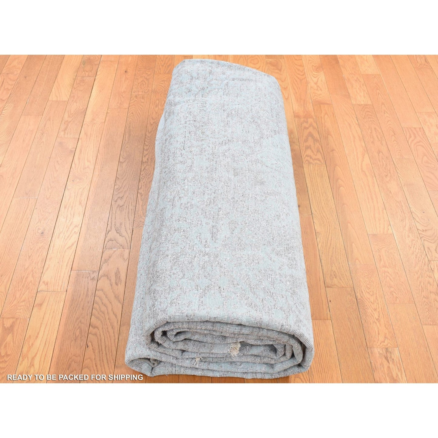 11'8"X11'8" Green Hand Knotted Zoroastrian Design Square Wool, Silk Rug
