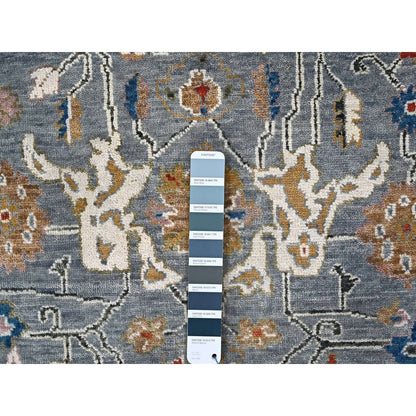 9'X11'10" Gray Heris All Over Design Hand Knotted Pure Wool Oriental Rug