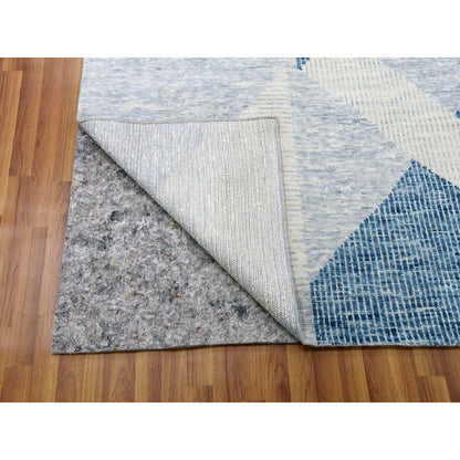 9'2"X12'3" Blue Wool Hand Knotted Geometric Art Deco Collection Rug