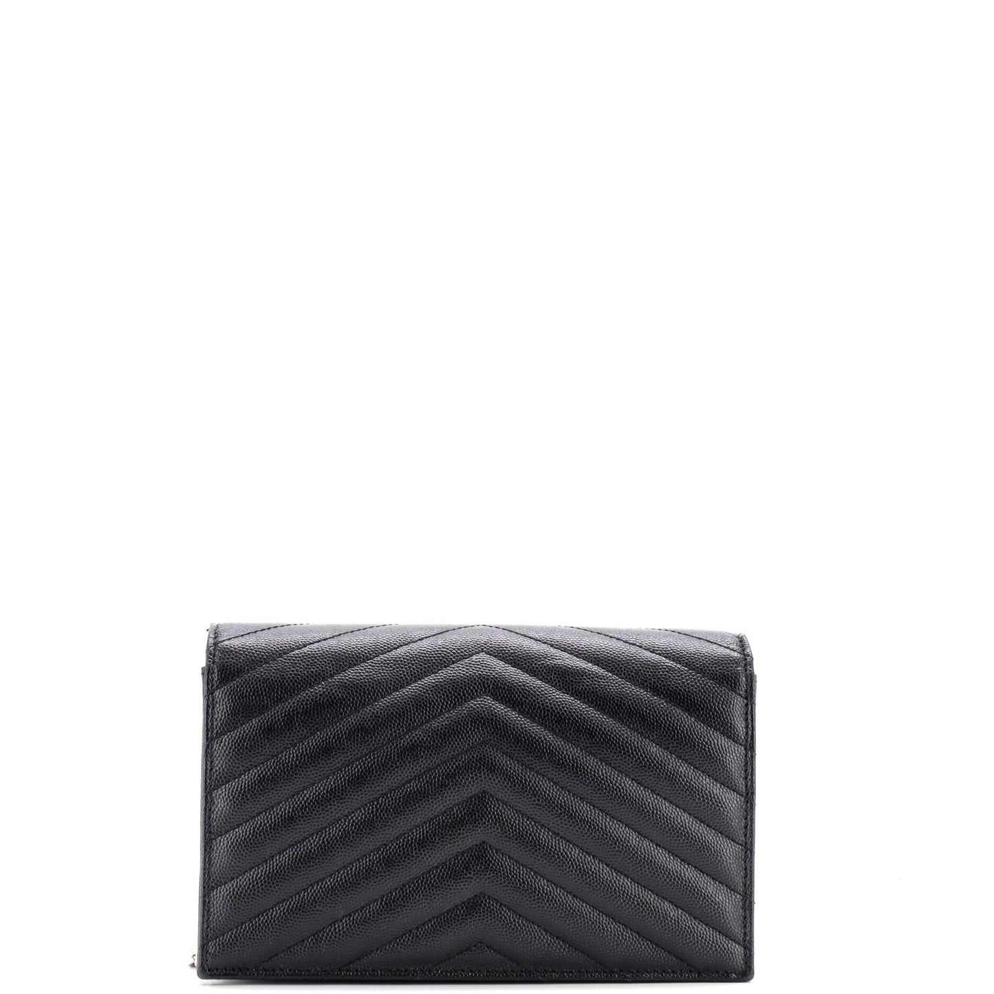 Saint Laurent Classic Monogram Wallet On Chain Matelasse Chevron Leather Small